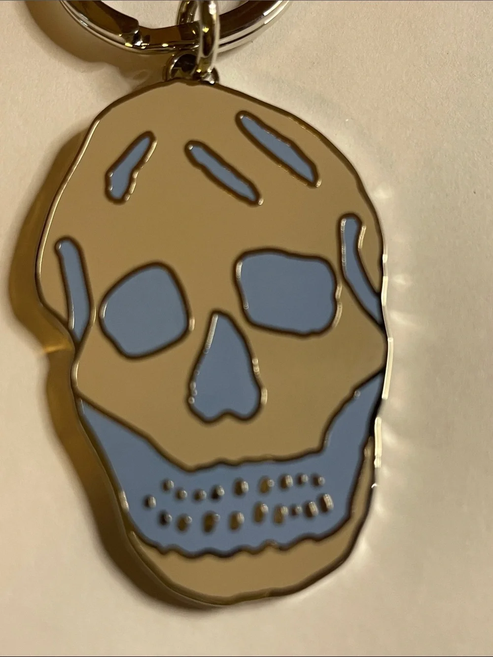 Alexander McQueen Skull Keychain Pendant in Beige and Light Blue